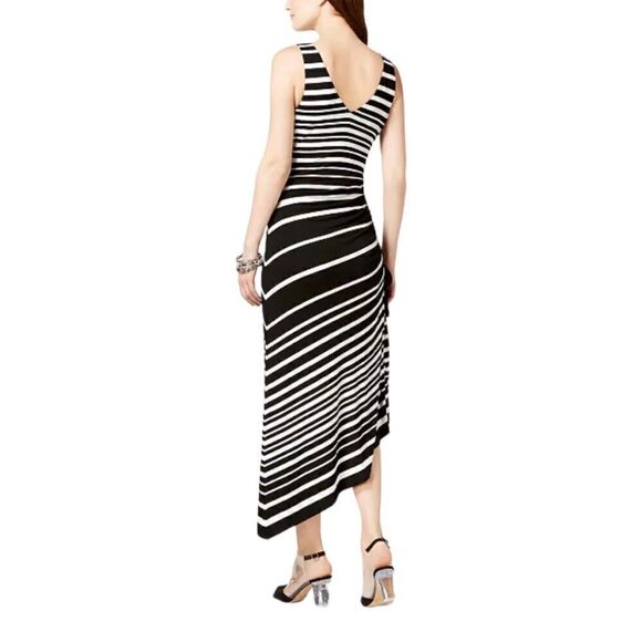 INC International Concepts Women’s V Neck Ruched Striped Maxi Dress in Size LP - Picture 3 of 6